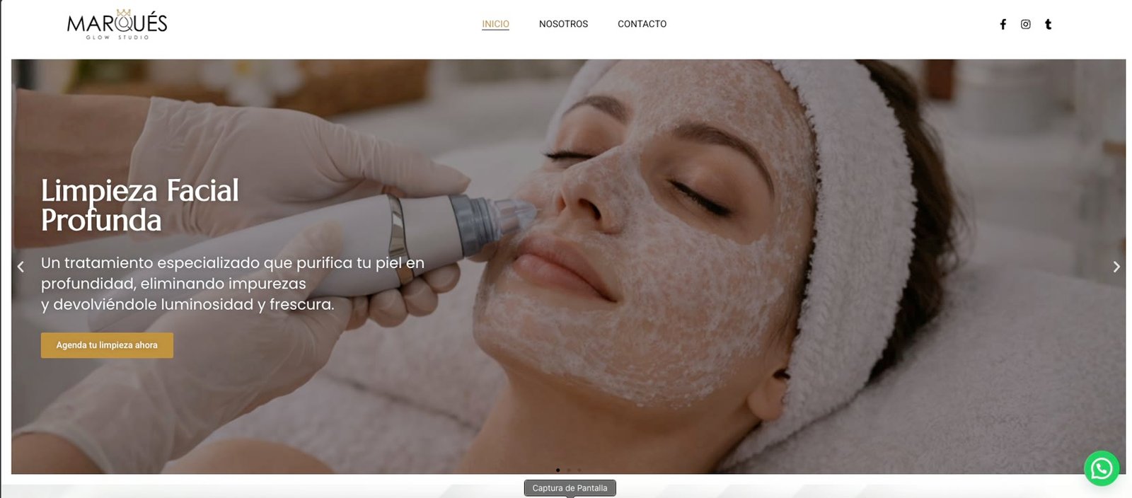 Sitio web Marqués Glow Studio